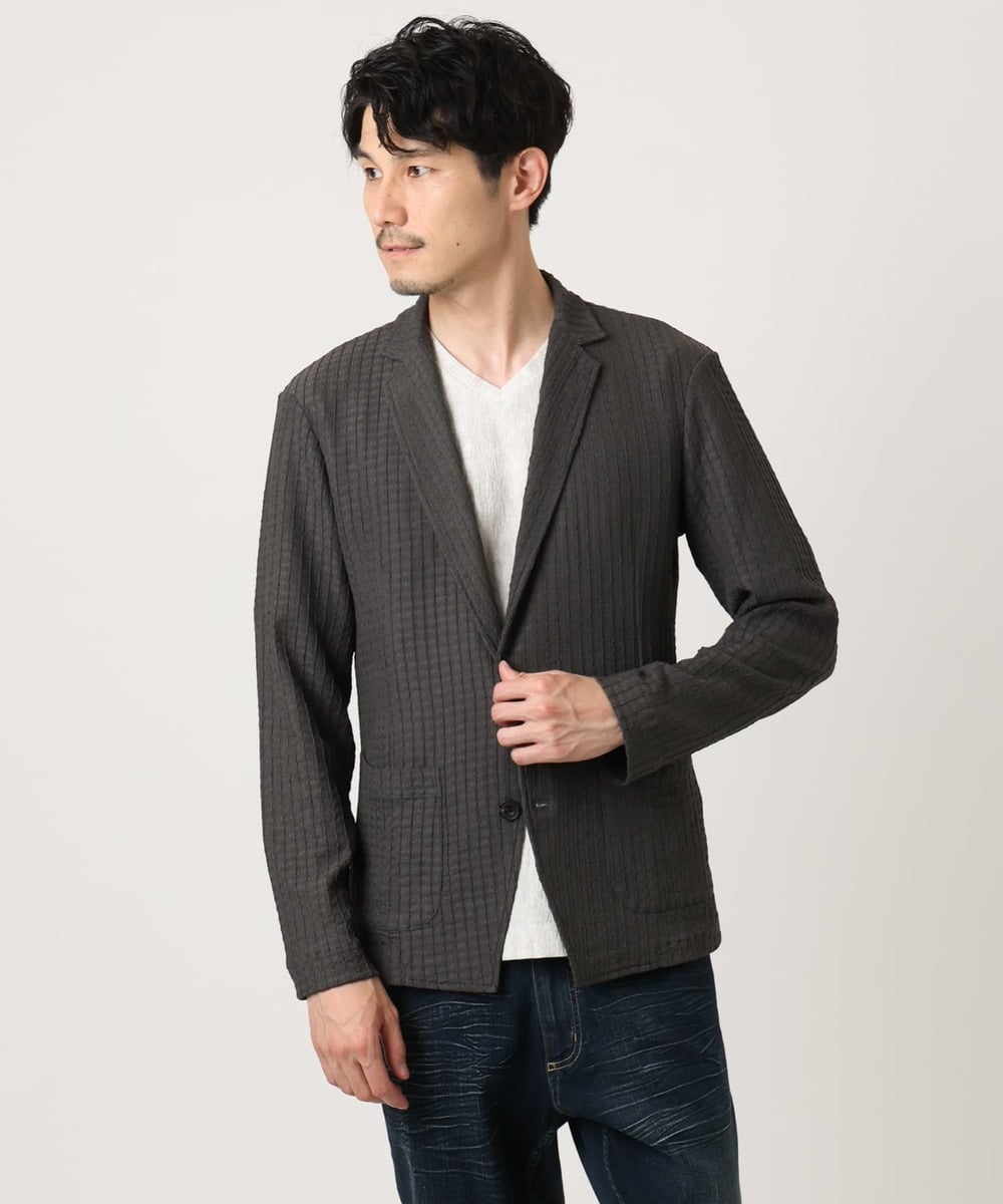 MKDJC03090 MK MICHEL KLEIN HOMME(MKミッシェルクランオム) 【洗える/ストレッチ】クラフトヨウリュウジャケット ダークグレー