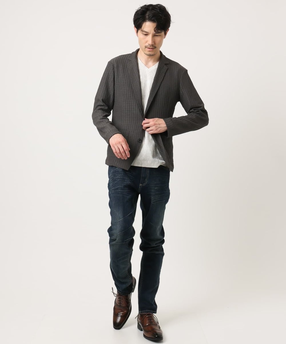 MKDJC03090 MK MICHEL KLEIN HOMME(MKミッシェルクランオム) 【洗える/ストレッチ】クラフトヨウリュウジャケット ダークグレー