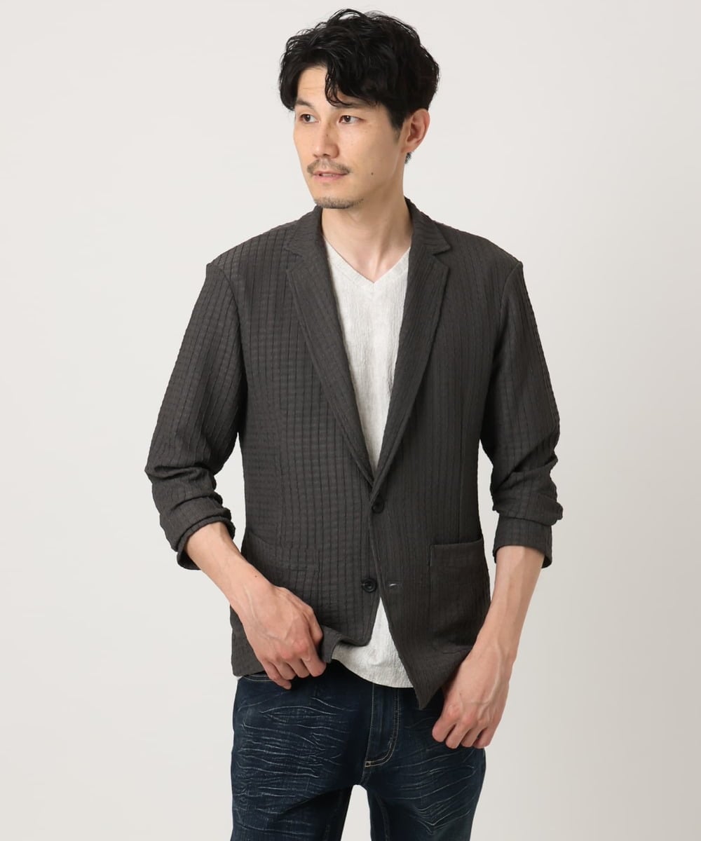MKDJC03090 MK MICHEL KLEIN HOMME(MKミッシェルクランオム) 【洗える/ストレッチ】クラフトヨウリュウジャケット ダークグレー
