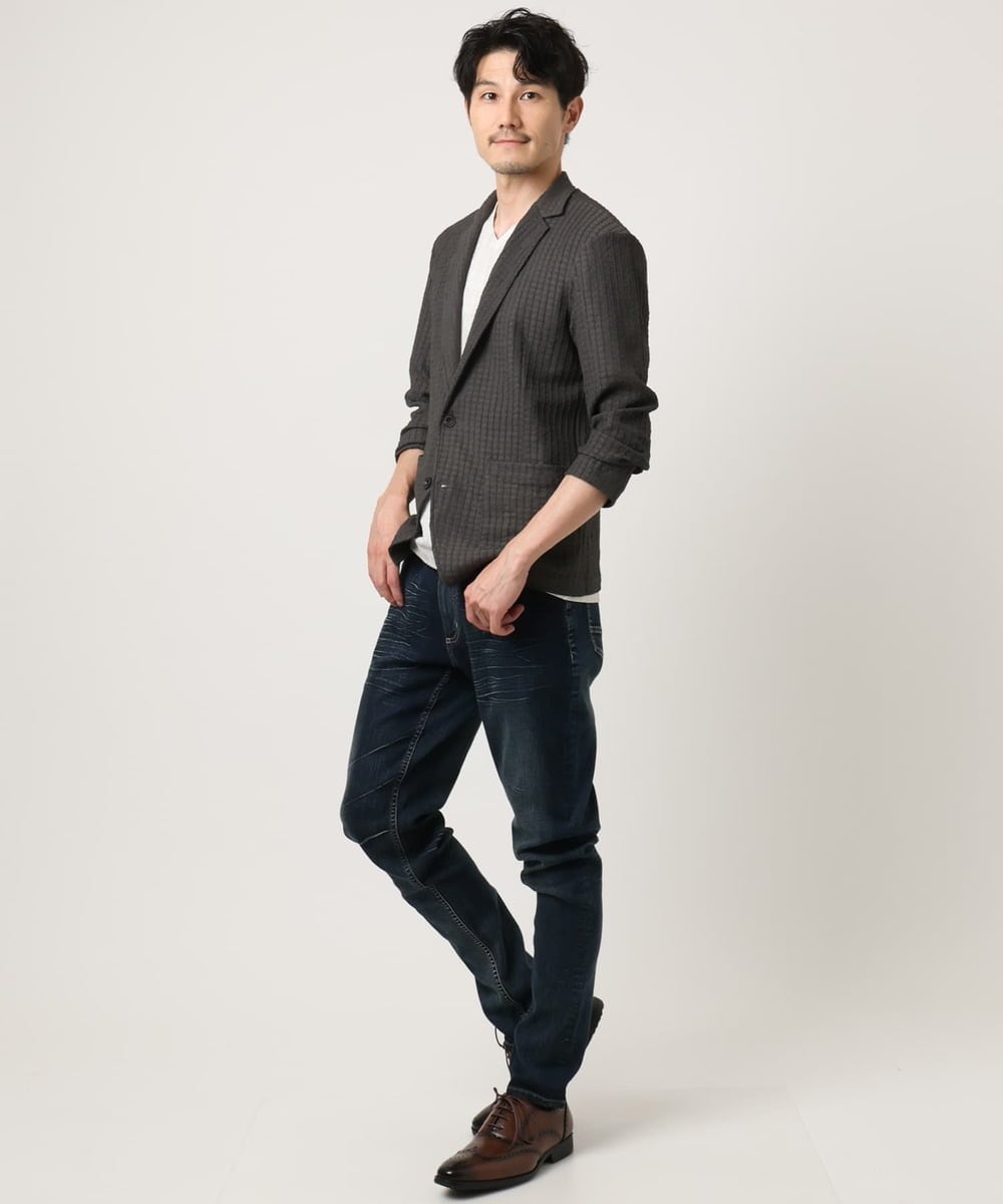 MKDJC03090 MK MICHEL KLEIN HOMME(MKミッシェルクランオム) 【洗える/ストレッチ】クラフトヨウリュウジャケット ダークグレー