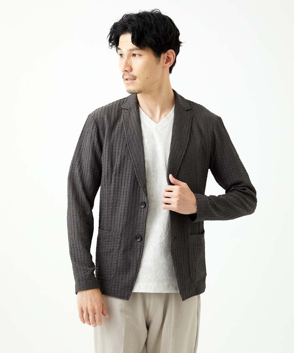 MKDJC03090 MK MICHEL KLEIN HOMME(MKミッシェルクランオム) 【洗える/ストレッチ】クラフトヨウリュウジャケット ダークグレー