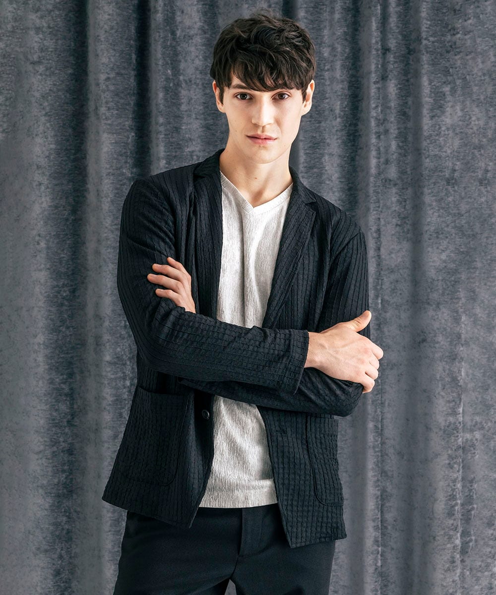 MKDJC03090 MK MICHEL KLEIN HOMME(MKミッシェルクランオム) 【洗える/ストレッチ】クラフトヨウリュウジャケット ブラック