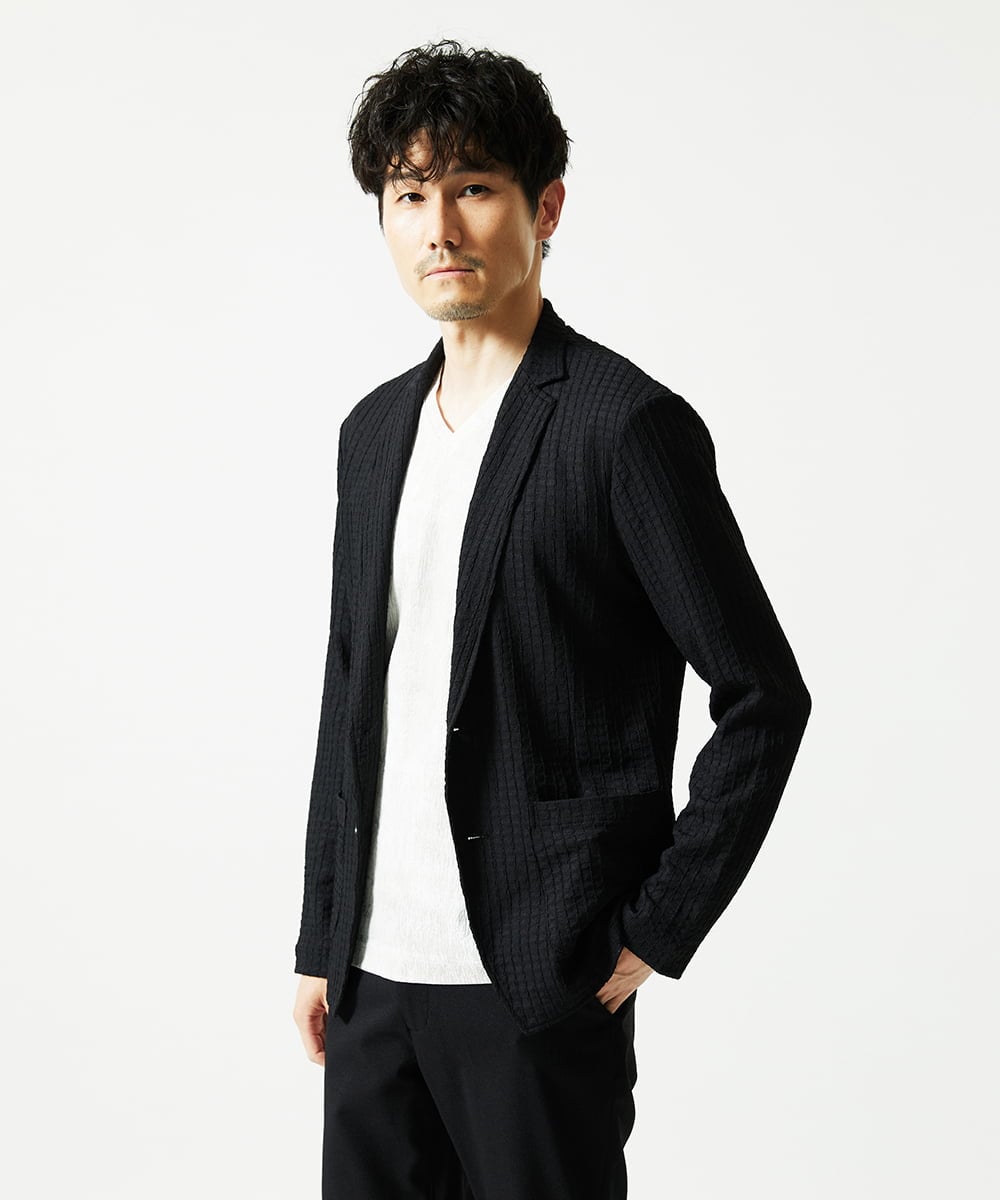 MKDJC03090 MK MICHEL KLEIN HOMME(MKミッシェルクランオム) 【洗える/ストレッチ】クラフトヨウリュウジャケット ブラック