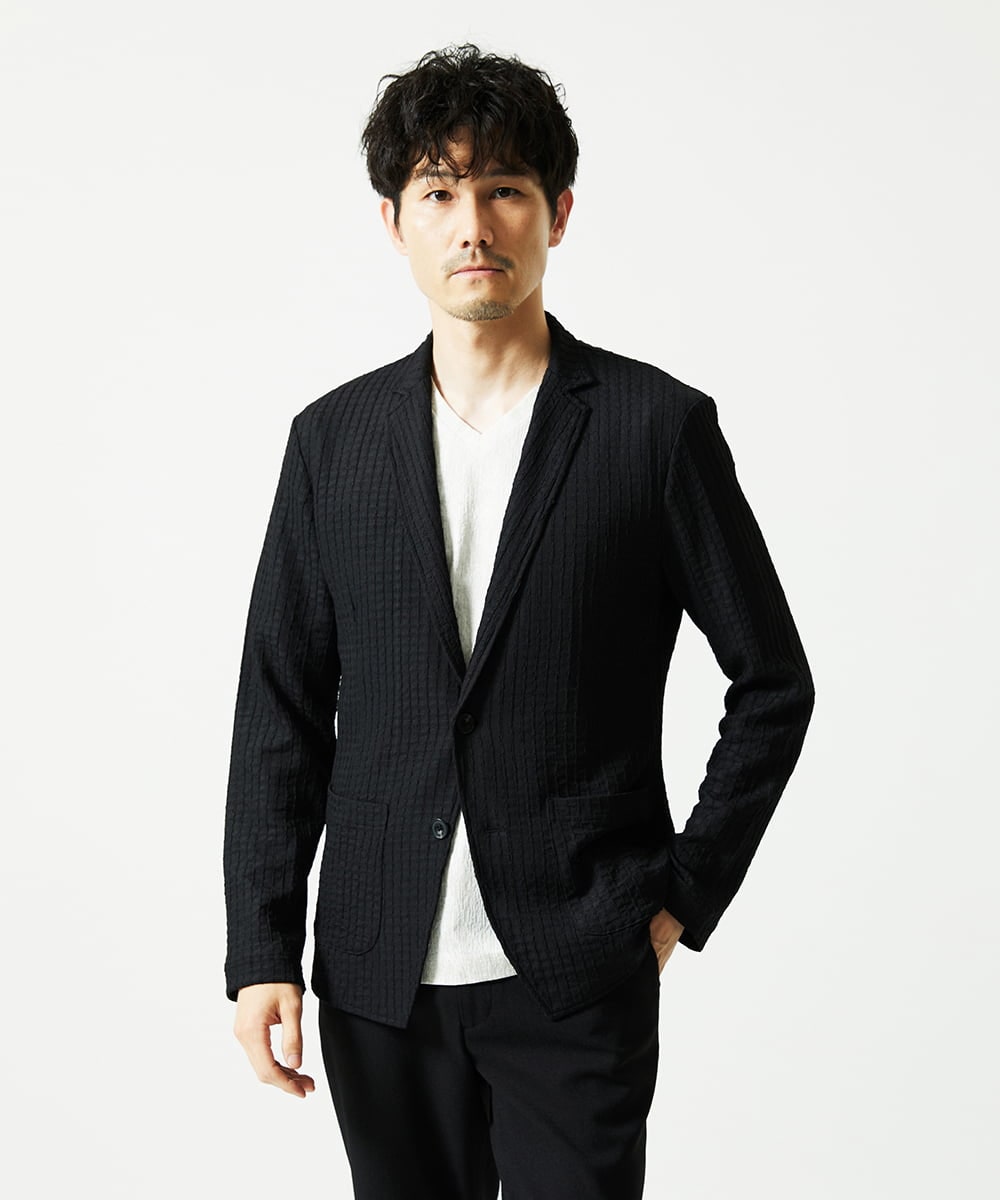 MKDJC03090 MK MICHEL KLEIN HOMME(MKミッシェルクランオム) 【洗える/ストレッチ】クラフトヨウリュウジャケット ブラック