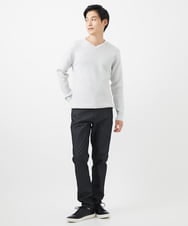 MKFAA60110 MK MICHEL KLEIN HOMME(MKミッシェルクランオム) 【残りわずか/在庫限り/洗濯機で洗える】Vネックニット/バイヤスへリンボン マスタード