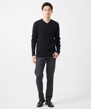 MKFAA60110 MK MICHEL KLEIN HOMME(MKミッシェルクランオム) 【残りわずか/在庫限り/洗濯機で洗える】Vネックニット/バイヤスへリンボン マスタード
