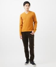 MKFAA60110 MK MICHEL KLEIN HOMME(MKミッシェルクランオム) 【残りわずか/在庫限り/洗濯機で洗える】Vネックニット/バイヤスへリンボン マスタード