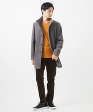 MKFAA60110 MK MICHEL KLEIN HOMME(MKミッシェルクランオム) 【残りわずか/在庫限り/洗濯機で洗える】Vネックニット/バイヤスへリンボン マスタード