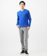 MKFAA60110 MK MICHEL KLEIN HOMME(MKミッシェルクランオム) 【残りわずか/在庫限り/洗濯機で洗える】Vネックニット/バイヤスへリンボン マスタード