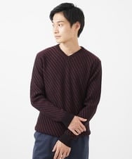 MKFAA60110 MK MICHEL KLEIN HOMME(MKミッシェルクランオム) 【残りわずか/在庫限り/洗濯機で洗える】Vネックニット/バイヤスへリンボン マスタード