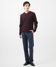 MKFAA60110 MK MICHEL KLEIN HOMME(MKミッシェルクランオム) 【残りわずか/在庫限り/洗濯機で洗える】Vネックニット/バイヤスへリンボン マスタード