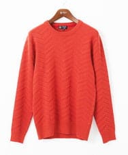 MKFAC20110 MK MICHEL KLEIN HOMME(MKミッシェルクランオム) 【残りわずか/在庫限り/洗える】ジャガードニット /  へリンボンジャガード オレンジ