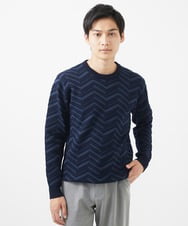 MKFAC20110 MK MICHEL KLEIN HOMME(MKミッシェルクランオム) 【残りわずか/在庫限り/洗える】ジャガードニット /  へリンボンジャガード ライトグレー
