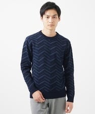 MKFAC20110 MK MICHEL KLEIN HOMME(MKミッシェルクランオム) 【残りわずか/在庫限り/洗える】ジャガードニット /  へリンボンジャガード ライトグレー