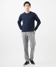 MKFAC20110 MK MICHEL KLEIN HOMME(MKミッシェルクランオム) 【残りわずか/在庫限り/洗える】ジャガードニット /  へリンボンジャガード ライトグレー