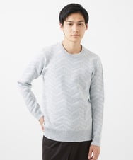 MKFAC20110 MK MICHEL KLEIN HOMME(MKミッシェルクランオム) 【残りわずか/在庫限り/洗える】ジャガードニット /  へリンボンジャガード ライトグレー