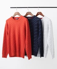 MKFAC20110 MK MICHEL KLEIN HOMME(MKミッシェルクランオム) 【残りわずか/在庫限り/洗える】ジャガードニット /  へリンボンジャガード ライトグレー