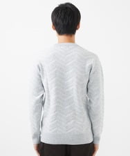MKFAC20110 MK MICHEL KLEIN HOMME(MKミッシェルクランオム) 【残りわずか/在庫限り/洗える】ジャガードニット /  へリンボンジャガード ライトグレー