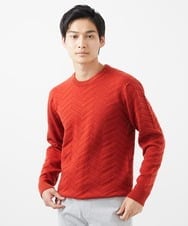 MKFAC20110 MK MICHEL KLEIN HOMME(MKミッシェルクランオム) 【残りわずか/在庫限り/洗える】ジャガードニット /  へリンボンジャガード ライトグレー