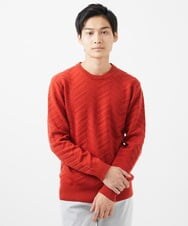 MKFAC20110 MK MICHEL KLEIN HOMME(MKミッシェルクランオム) 【残りわずか/在庫限り/洗える】ジャガードニット /  へリンボンジャガード ライトグレー