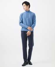 MKFAC23110 MK MICHEL KLEIN HOMME(MKミッシェルクランオム) ハーフジップニット/REポリエステルストライプタック ライトブルー
