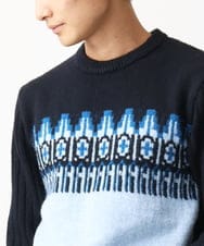 MKFAC37089 MK MICHEL KLEIN HOMME(MKミッシェルクランオム) 【在庫限り！/洗える】MKHフェアアイルジャガードニット ネイビー