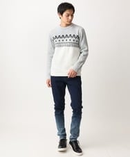 MKFAC37089 MK MICHEL KLEIN HOMME(MKミッシェルクランオム) 【在庫限り！/洗える】MKHフェアアイルジャガードニット ネイビー