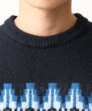 MKFAC37089 MK MICHEL KLEIN HOMME(MKミッシェルクランオム) 【在庫限り！/洗える】MKHフェアアイルジャガードニット ネイビー