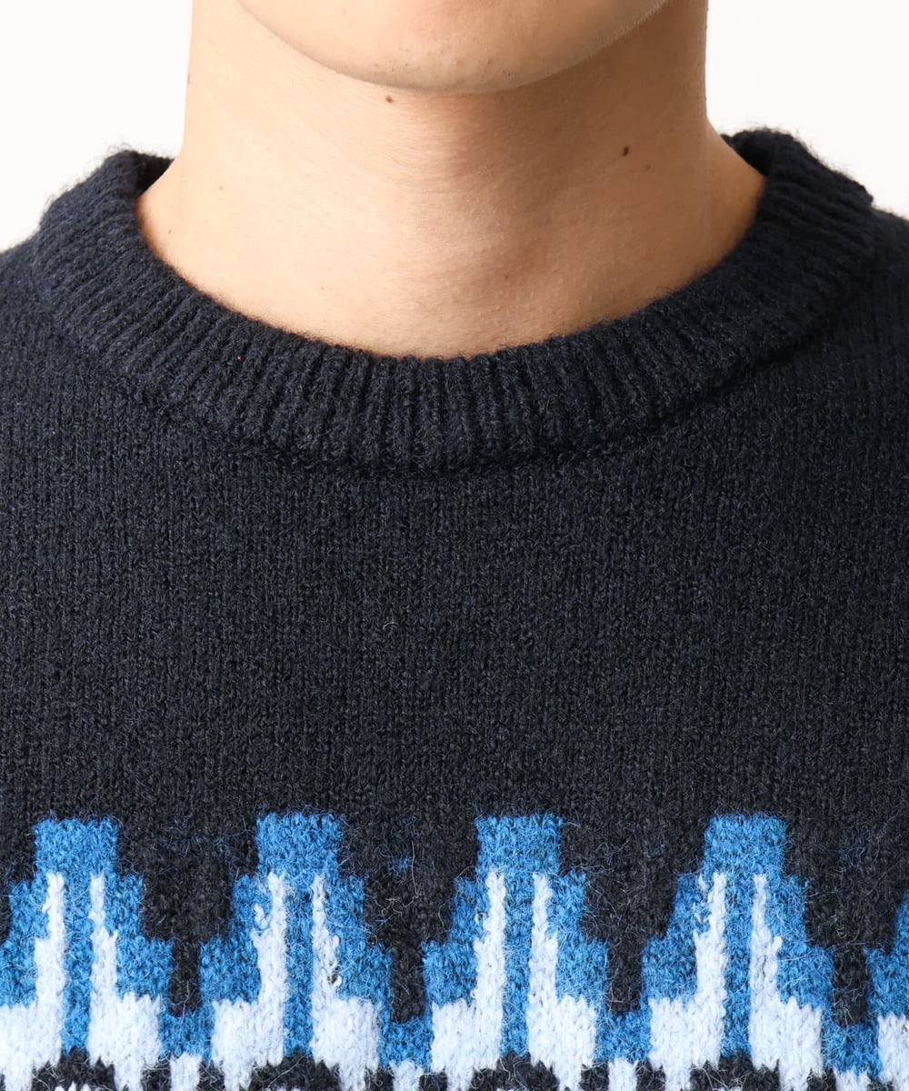 MKFAC37089 MK MICHEL KLEIN HOMME(MKミッシェルクランオム) 【在庫限り！/洗える】MKHフェアアイルジャガードニット ネイビー