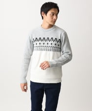 MKFAC37089 MK MICHEL KLEIN HOMME(MKミッシェルクランオム) 【在庫限り！/洗える】MKHフェアアイルジャガードニット ネイビー