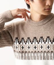 MKFAC37089 MK MICHEL KLEIN HOMME(MKミッシェルクランオム) 【在庫限り！/洗える】MKHフェアアイルジャガードニット ベージュ