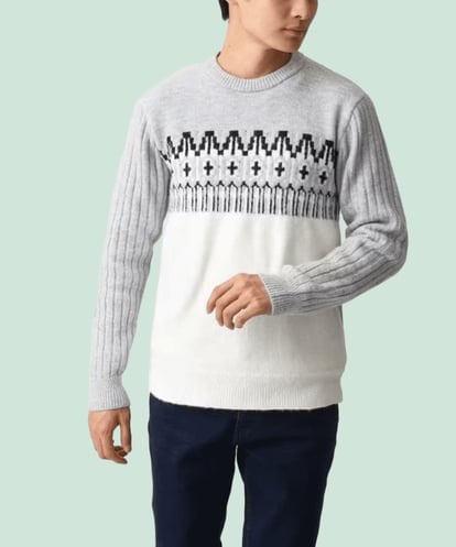 MKFAC37089 MK MICHEL KLEIN HOMME 【在庫限り！/洗える】MKHフェアアイルジャガードニット