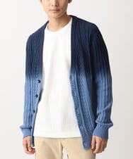 MKFAC41120 MK MICHEL KLEIN HOMME(MKミッシェルクランオム) 【残りわずか/在庫限り/コットン糸】ニットカーディガン/グラデーションケーブル ブルー