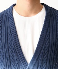 MKFAC41120 MK MICHEL KLEIN HOMME(MKミッシェルクランオム) 【残りわずか/在庫限り/コットン糸】ニットカーディガン/グラデーションケーブル ブルー