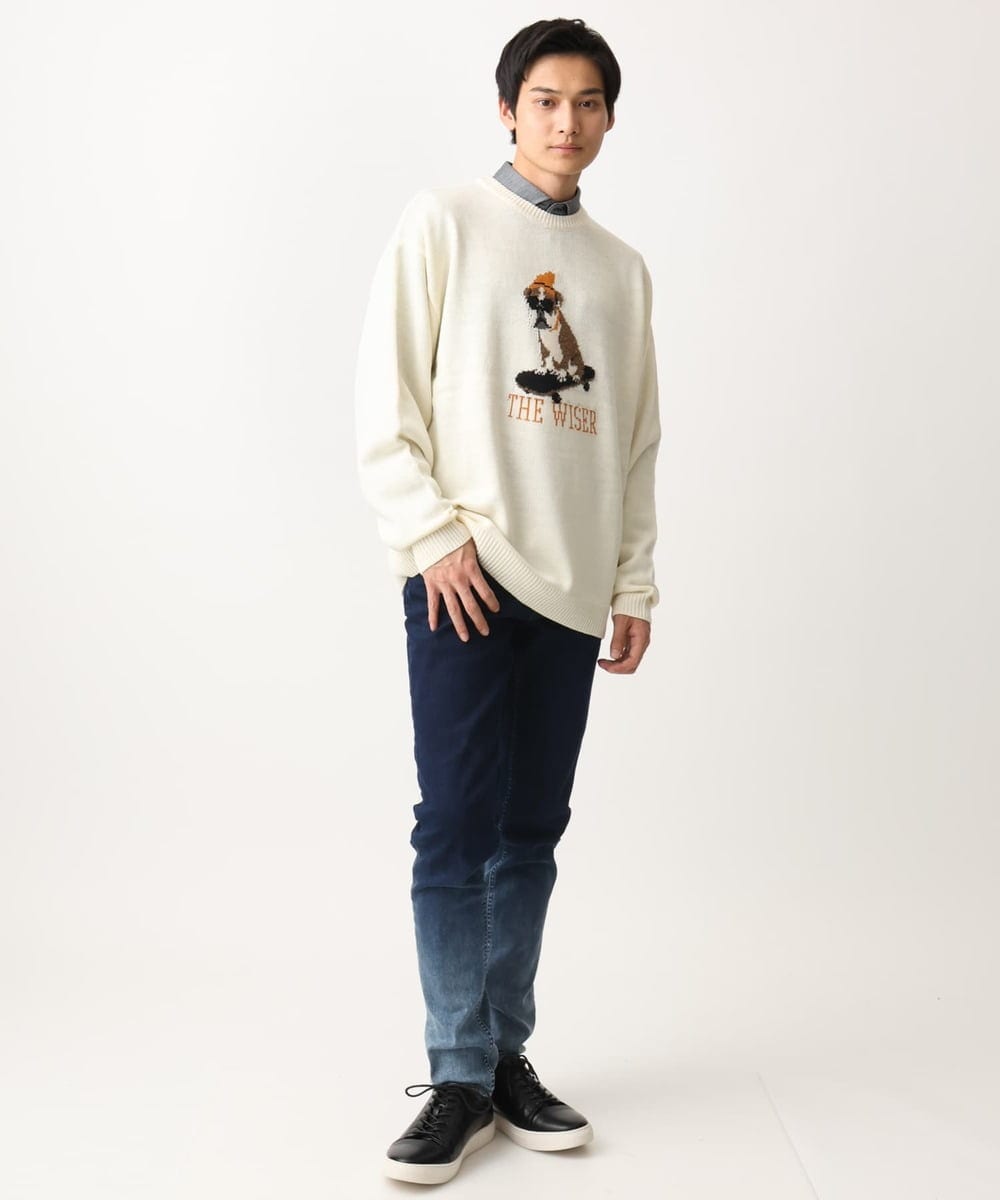 MKFAC86090 MK MICHEL KLEIN HOMME(MKミッシェルクランオム) 【残りわずか/ユニセックスで着られる】ニット/アニマルジャガード グリーン