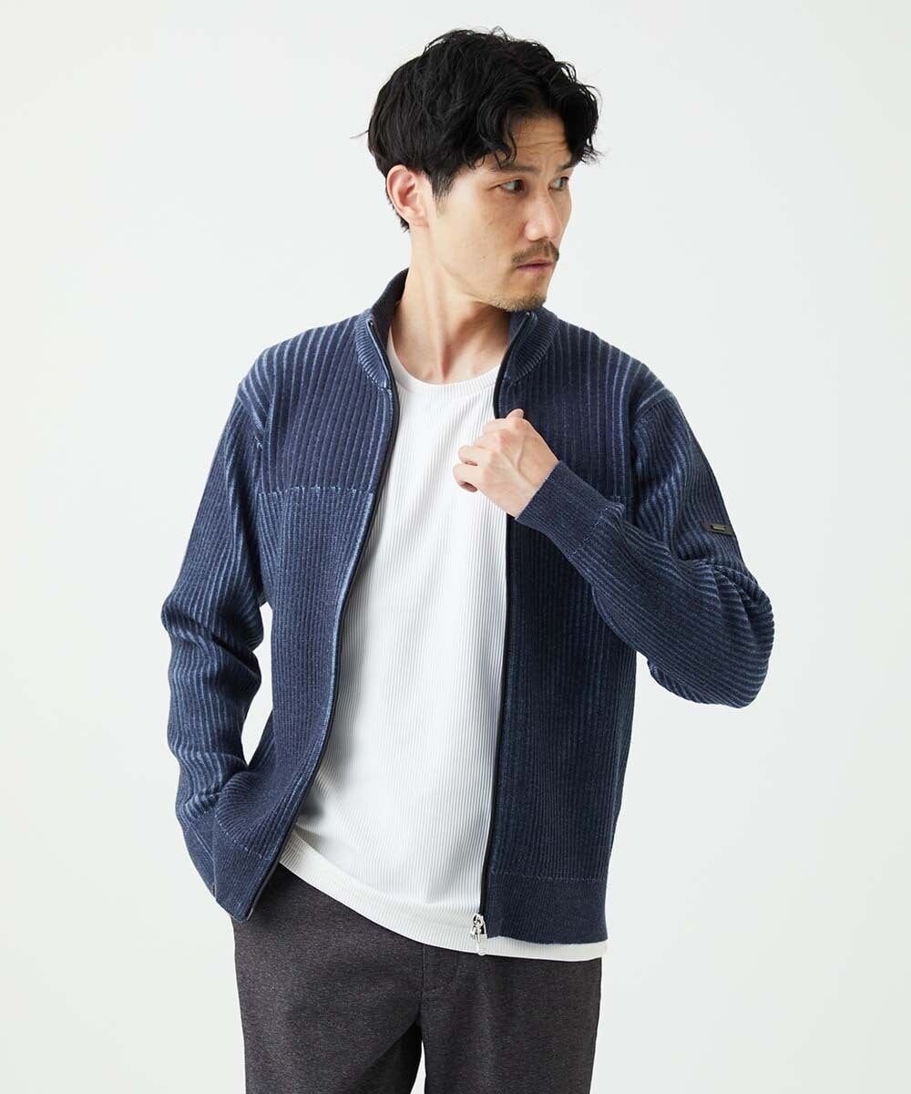 MKFAD51140 MK MICHEL KLEIN HOMME(MKミッシェルクランオム) 【洗濯機で洗える/毛玉になりにくい】ドライバーズニットカーディガン ブルー