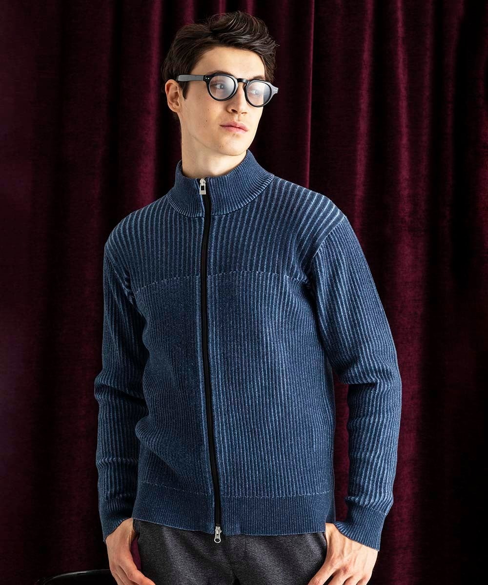 MKFAD51140 MK MICHEL KLEIN HOMME(MKミッシェルクランオム) 【洗濯機で洗える/毛玉になりにくい】ドライバーズニットカーディガン ブルー