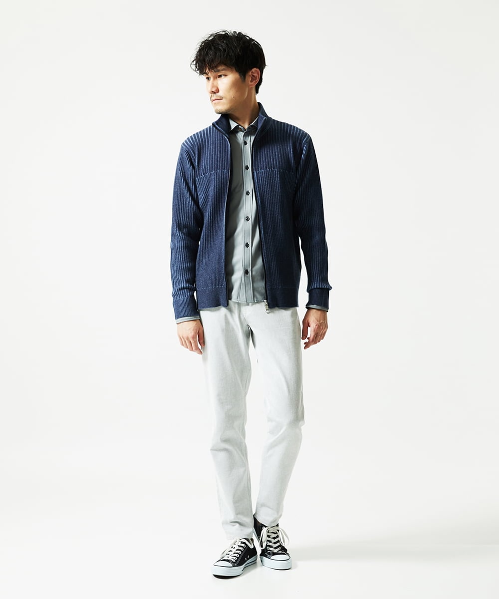 MKFAD51140 MK MICHEL KLEIN HOMME(MKミッシェルクランオム) 【洗濯機で洗える/毛玉になりにくい】ドライバーズニットカーディガン ブルー