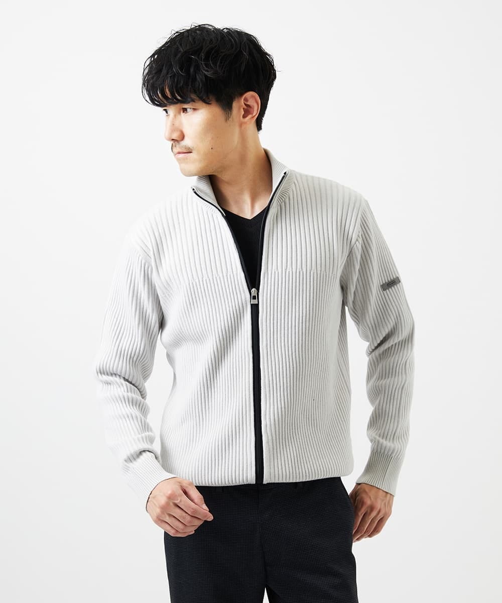 MKFAD51140 MK MICHEL KLEIN HOMME(MKミッシェルクランオム) 【洗濯機で洗える/毛玉になりにくい】ドライバーズニットカーディガン ライトグレー