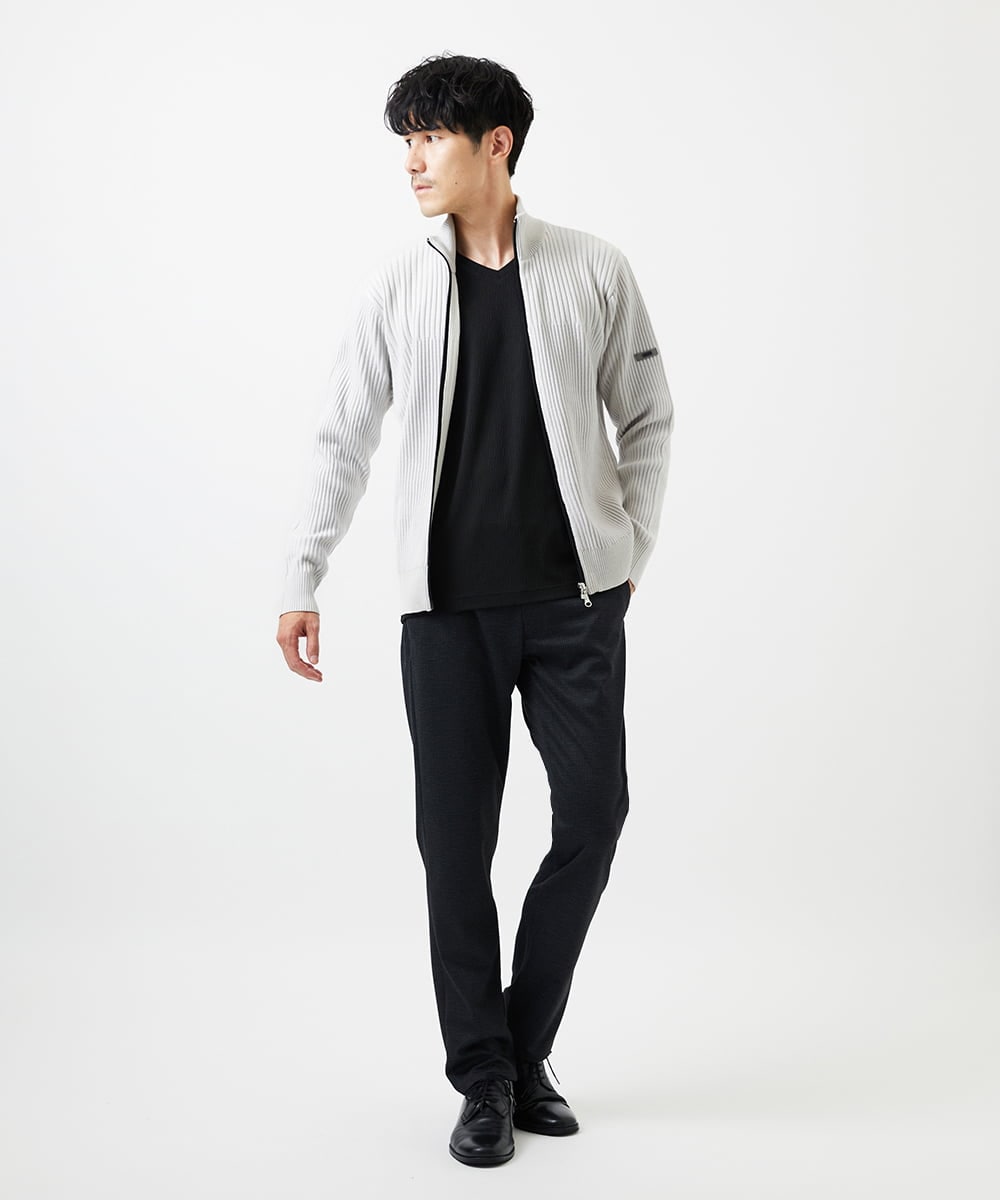 MKFAD51140 MK MICHEL KLEIN HOMME(MKミッシェルクランオム) 【洗濯機で洗える/毛玉になりにくい】ドライバーズニットカーディガン ライトグレー