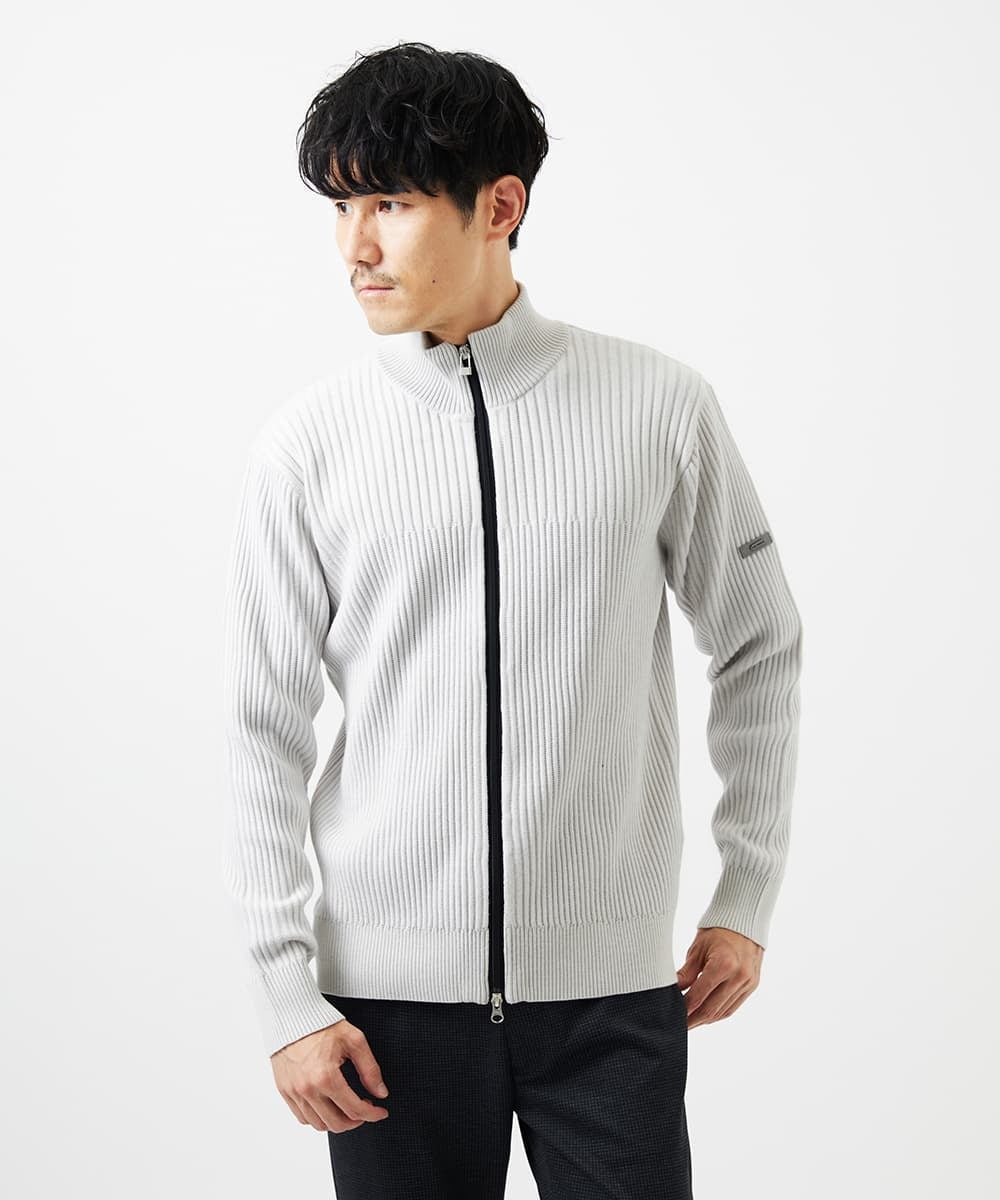 MKFAD51140 MK MICHEL KLEIN HOMME(MKミッシェルクランオム) 【洗濯機で洗える/毛玉になりにくい】ドライバーズニットカーディガン ライトグレー