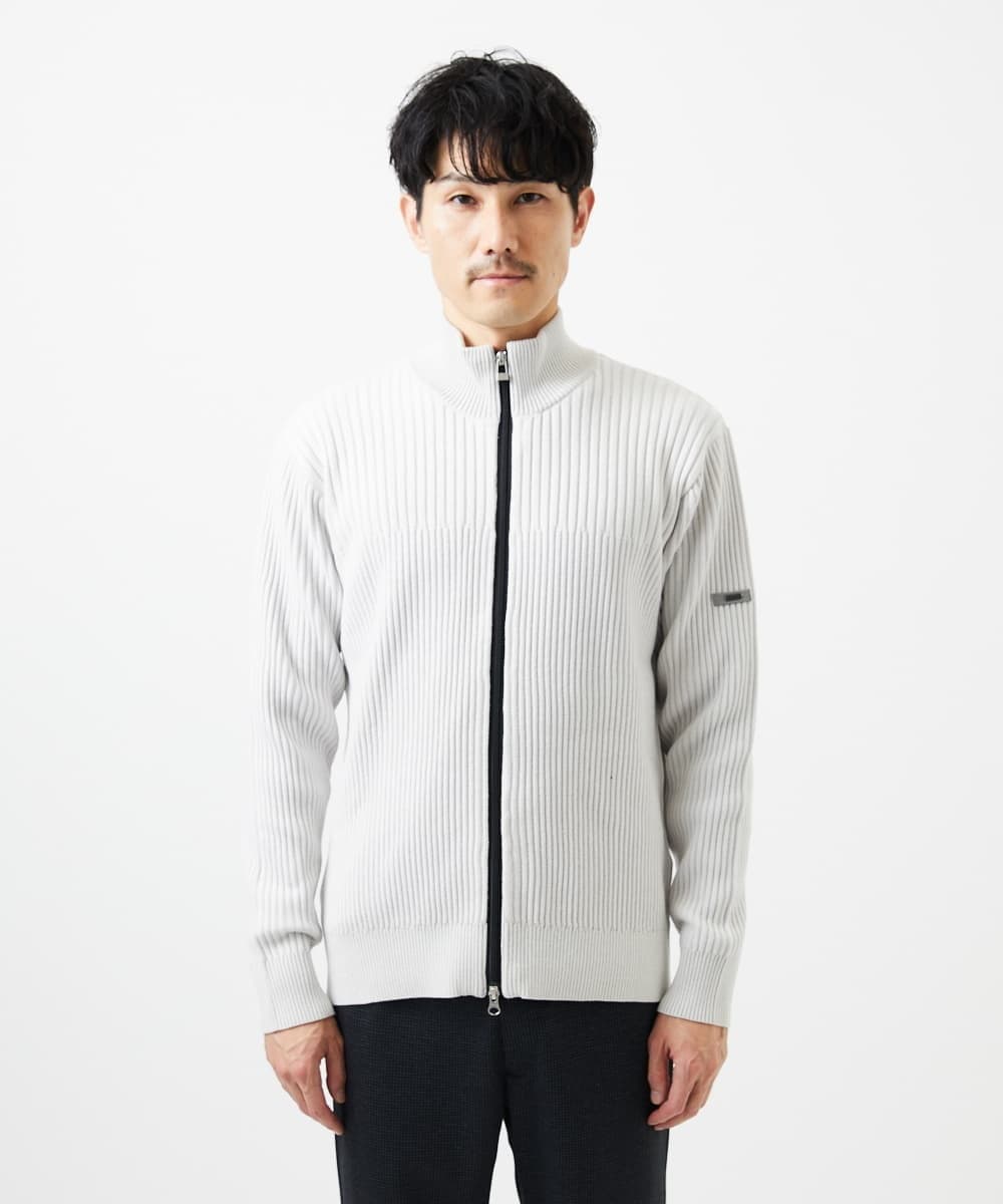 MKFAD51140 MK MICHEL KLEIN HOMME(MKミッシェルクランオム) 【洗濯機で洗える/毛玉になりにくい】ドライバーズニットカーディガン ライトグレー