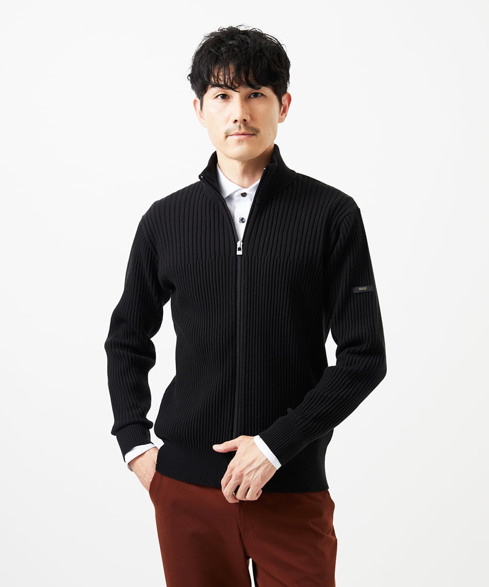 MKFAD51140 MK MICHEL KLEIN HOMME(MKミッシェルクランオム) 【洗濯機で洗える/毛玉になりにくい】ドライバーズニットカーディガン ブラック