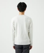 MKFAD60099 MK MICHEL KLEIN HOMME(MKミッシェルクランオム) 【Vネック/洗濯機で洗える】ランダムタック ストライプニット ライトグレー