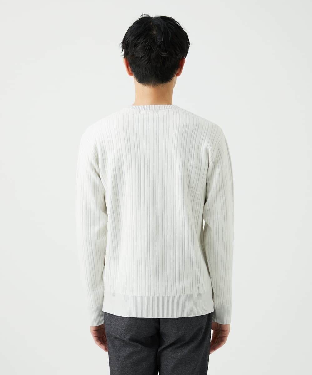 MKFAD60099 MK MICHEL KLEIN HOMME(MKミッシェルクランオム) 【Vネック/洗濯機で洗える】ランダムタック ストライプニット ライトグレー