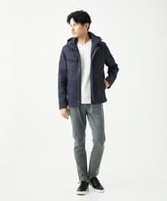 MKFAD60099 MK MICHEL KLEIN HOMME(MKミッシェルクランオム) 【Vネック/洗濯機で洗える】ランダムタック ストライプニット ライトグレー