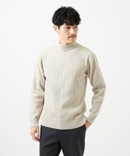 MKFAD61099 MK MICHEL KLEIN HOMME(MKミッシェルクランオム) 【洗濯機で洗える】モックネックニット / ランダムタックストライプ アイボリー