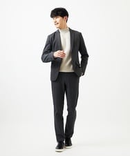MKFAD61099 MK MICHEL KLEIN HOMME(MKミッシェルクランオム) 【洗濯機で洗える】モックネックニット / ランダムタックストライプ アイボリー