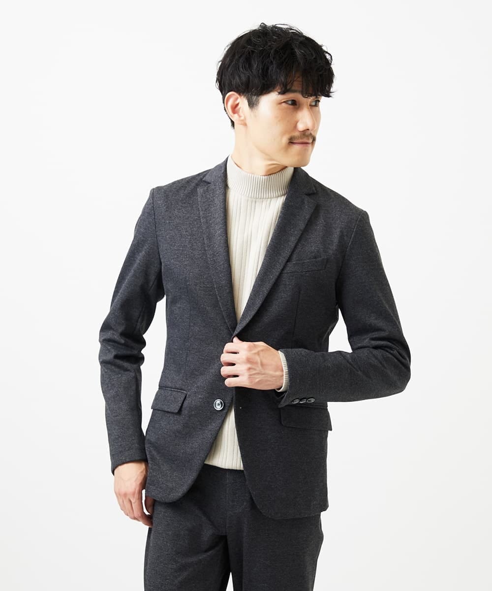 MKFAD61099 MK MICHEL KLEIN HOMME(MKミッシェルクランオム) 【洗濯機で洗える】モックネックニット / ランダムタックストライプ アイボリー