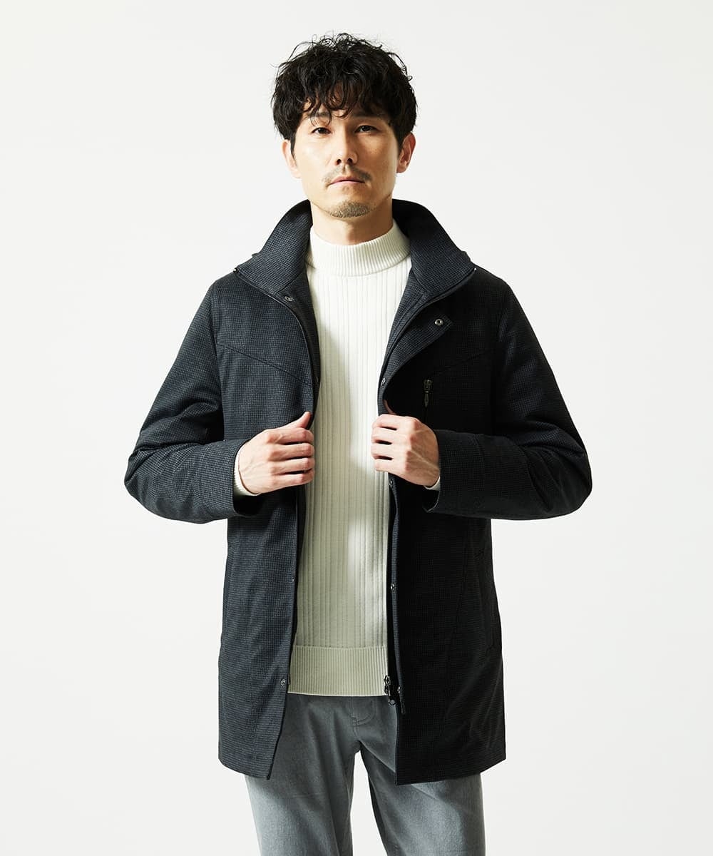 MKFAD61099 MK MICHEL KLEIN HOMME(MKミッシェルクランオム) 【洗濯機で洗える】モックネックニット / ランダムタックストライプ ホワイト